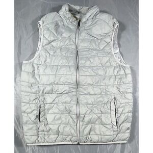 Xersion Puffer Vest Silver Packable Quilted Zip Pockets Lightweight Size Large